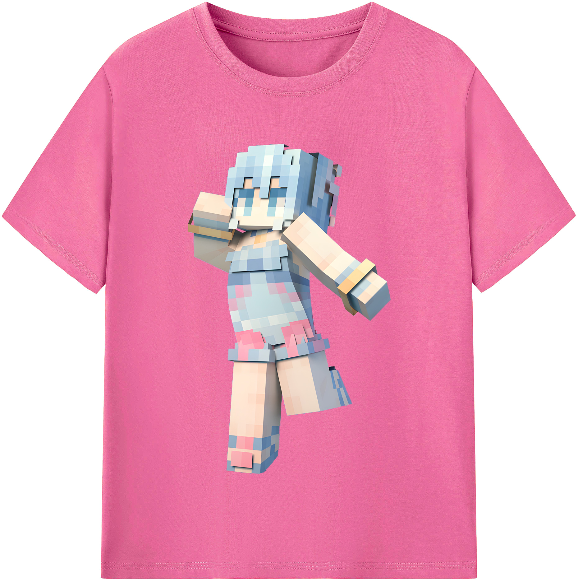 （画像用） マインクラフト ブロックの世界 Minecraft MC Block world レディースカジュアルプリントTシャツ（綿100％）